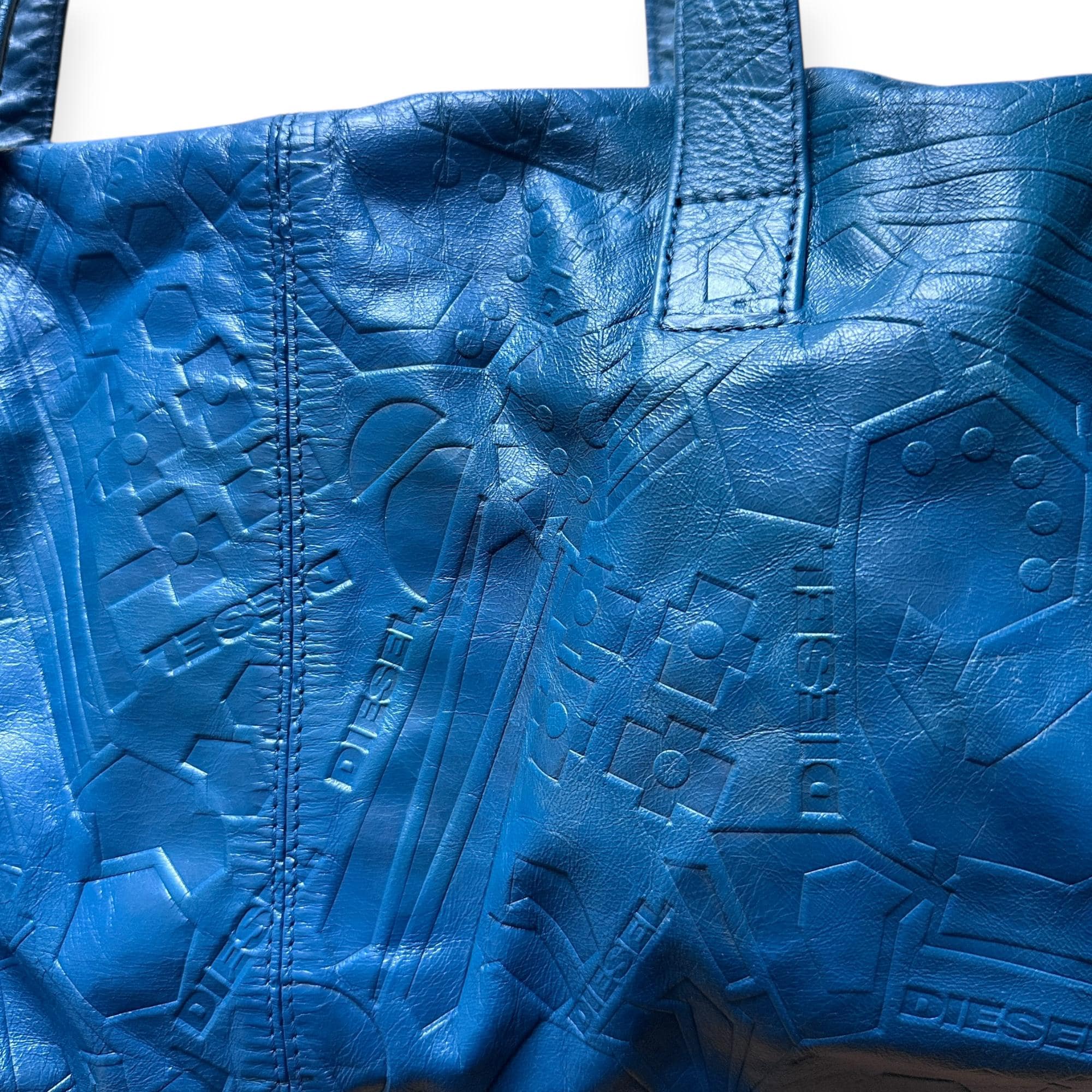 DIESEL Rare Vintage Archive 90s Y2k Blue Leather Shoulder