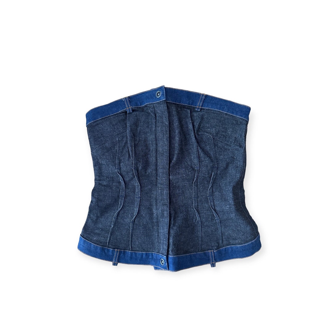 COP COPINE Vintage 90s Y2k Strapless Blue Cotton Denim Corset Top ...