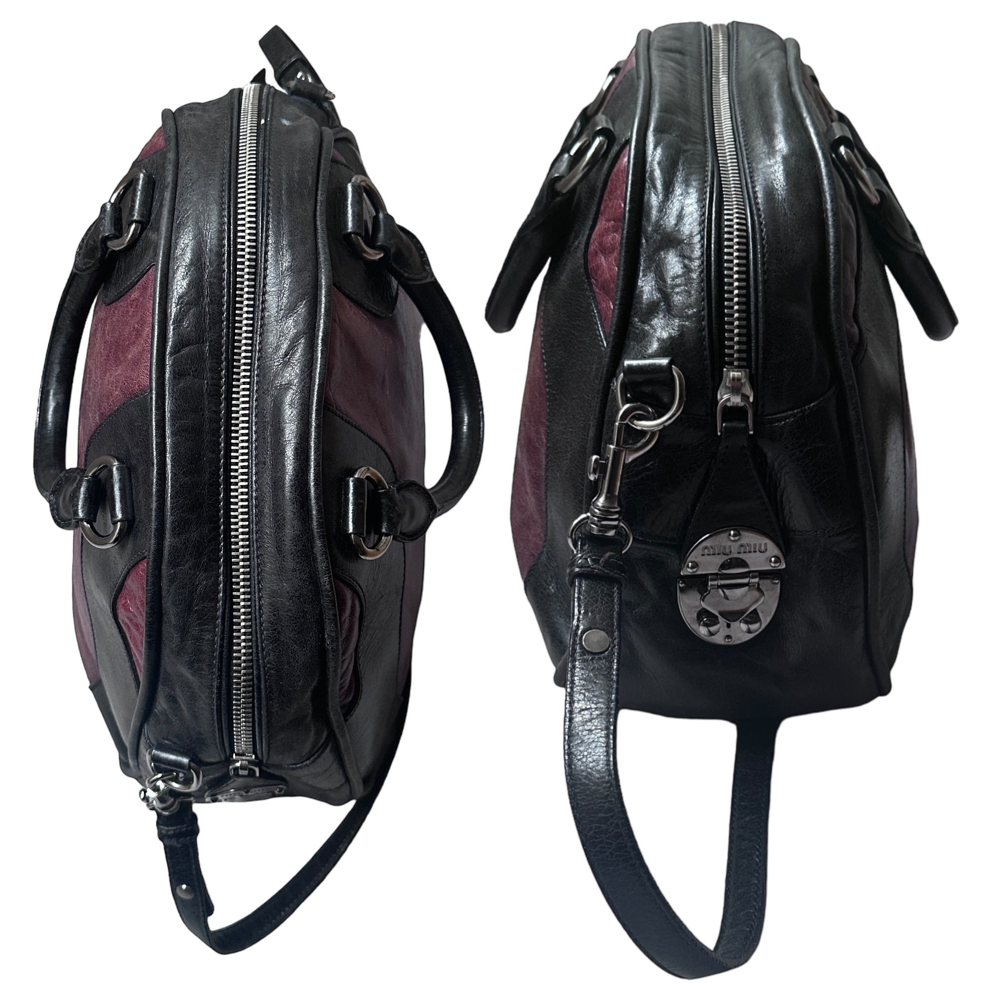 MIU MIU Vintage 00s Y2k Bowling Crossbody Hand Bag | Black MIU MIU Vintage 00s Y2k Bowling Crossbody Hand Bag | Black