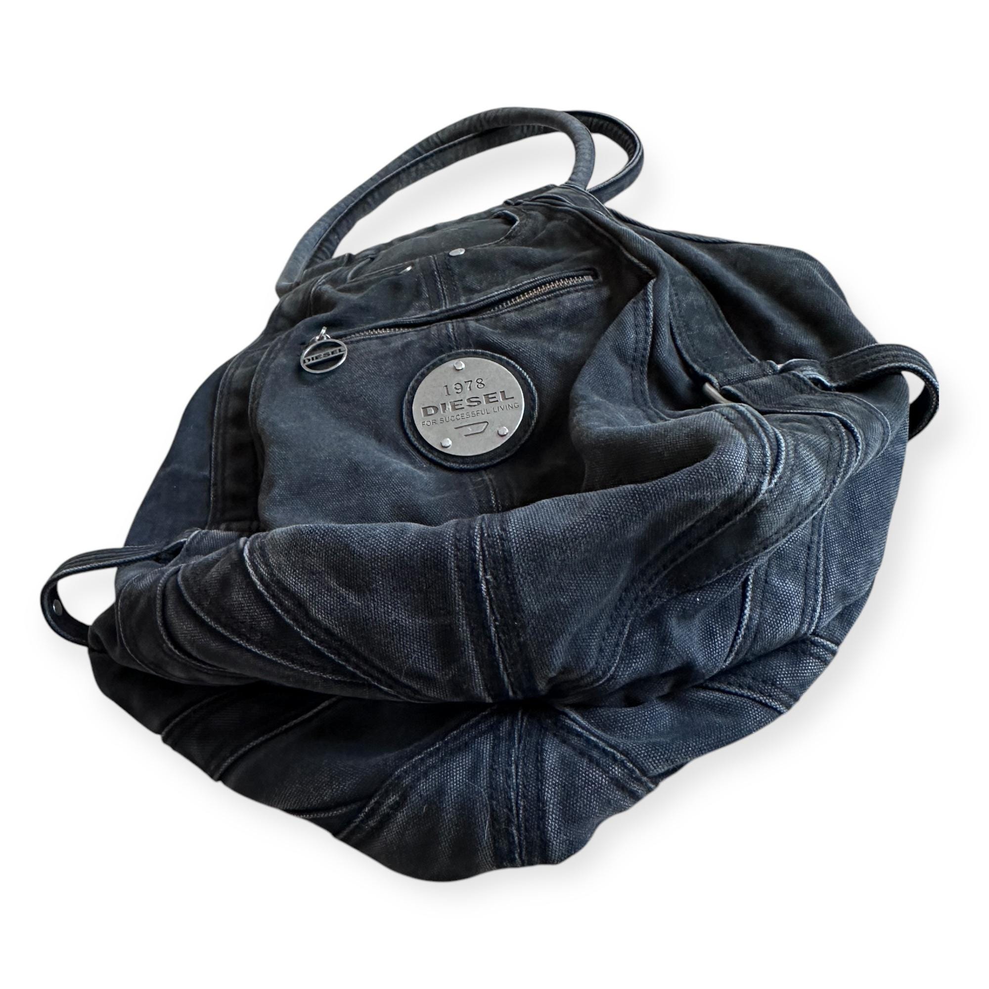DIESEL Vintage Archive 2000s Y2k Dark Denim Utility Bag