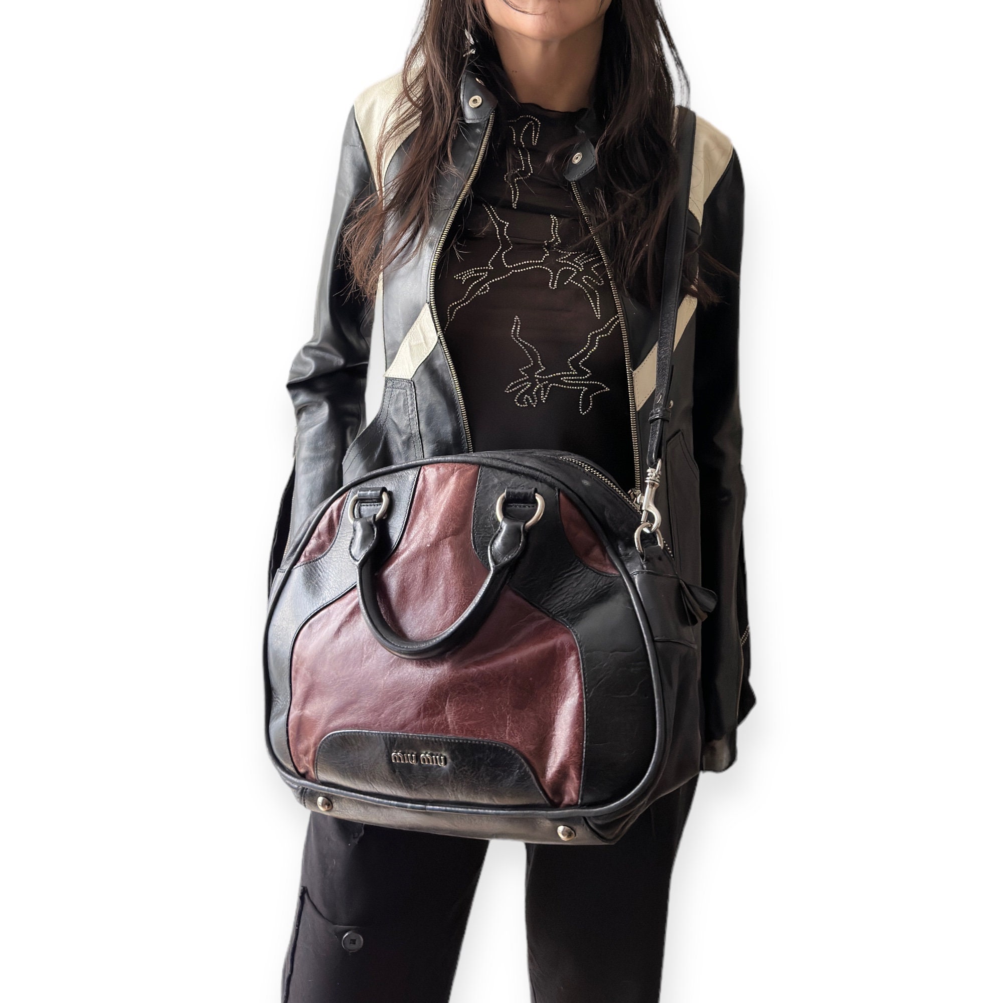 MIU MIU Vintage 00s Y2k Bowling Crossbody Hand Bag | Black MIU MIU Vintage 00s Y2k Bowling Crossbody Hand Bag | Black