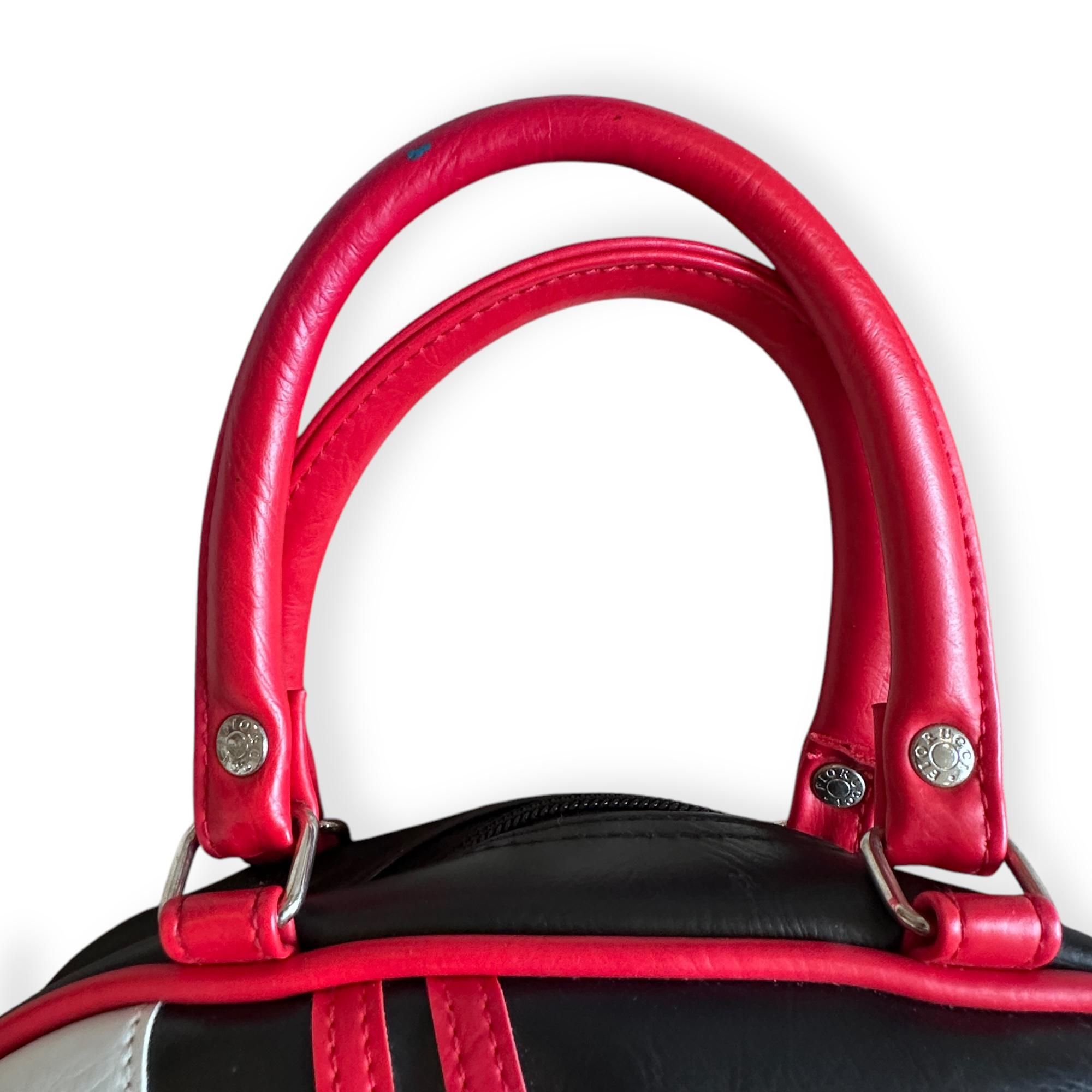 FIORUCCI 00s Vintage Sporty Designer Leather Bag W Reds