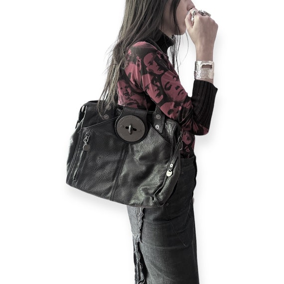 DIESEL Vintage 90s Y2k Black Leather Designer Bag With - Etsy