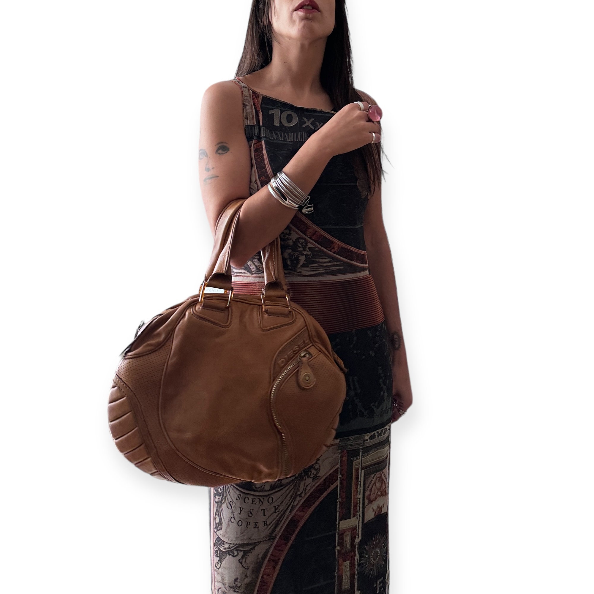 DIESEL Vintage 2000s RARE Archive Leather Futuristic Alien DIESEL Vintage 2000s RARE Archive Leather Futuristic Alien