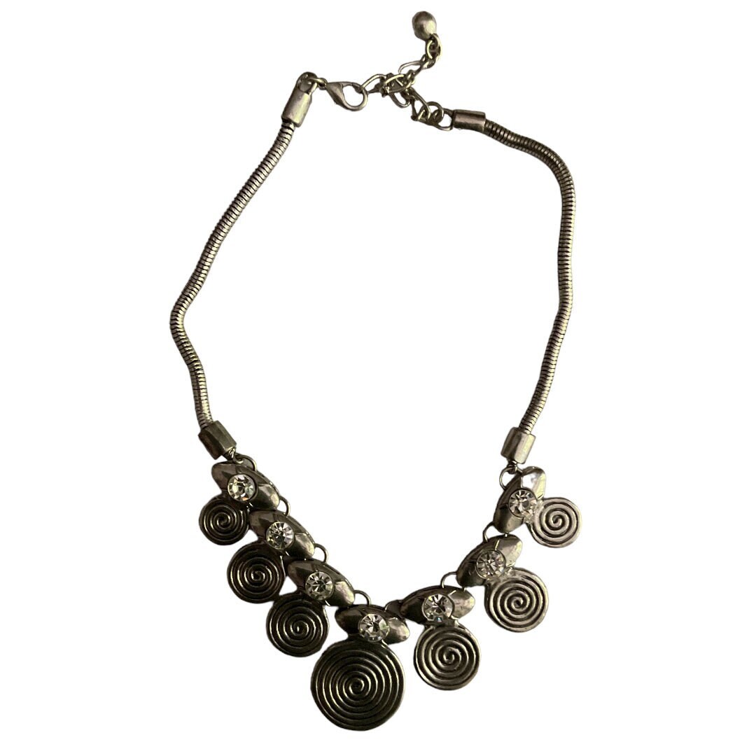 COP COPINE RARE 90s Y2k Silver Eye Necklace With Spirals and Stones ...