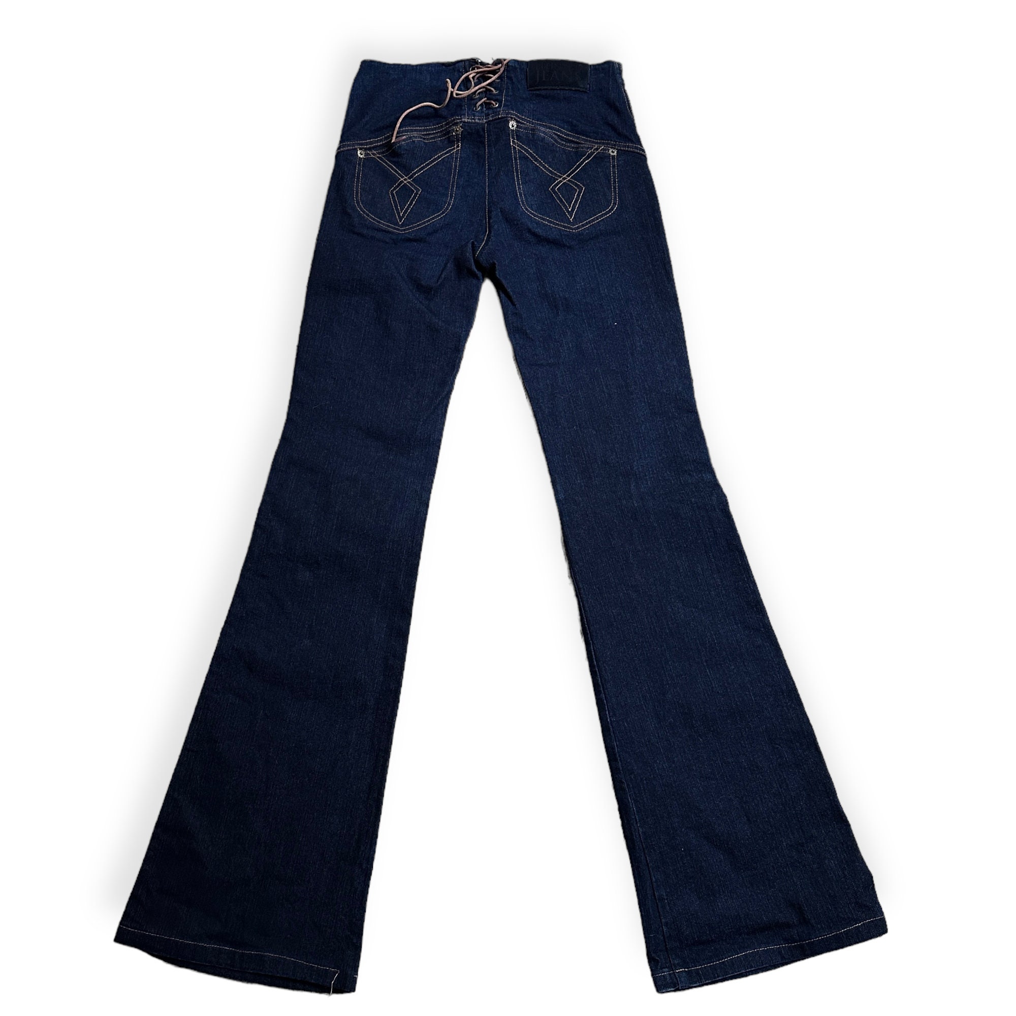 Veste En Denim Brut Lacée Plein Sud - Taille S, Vintage Années 2000