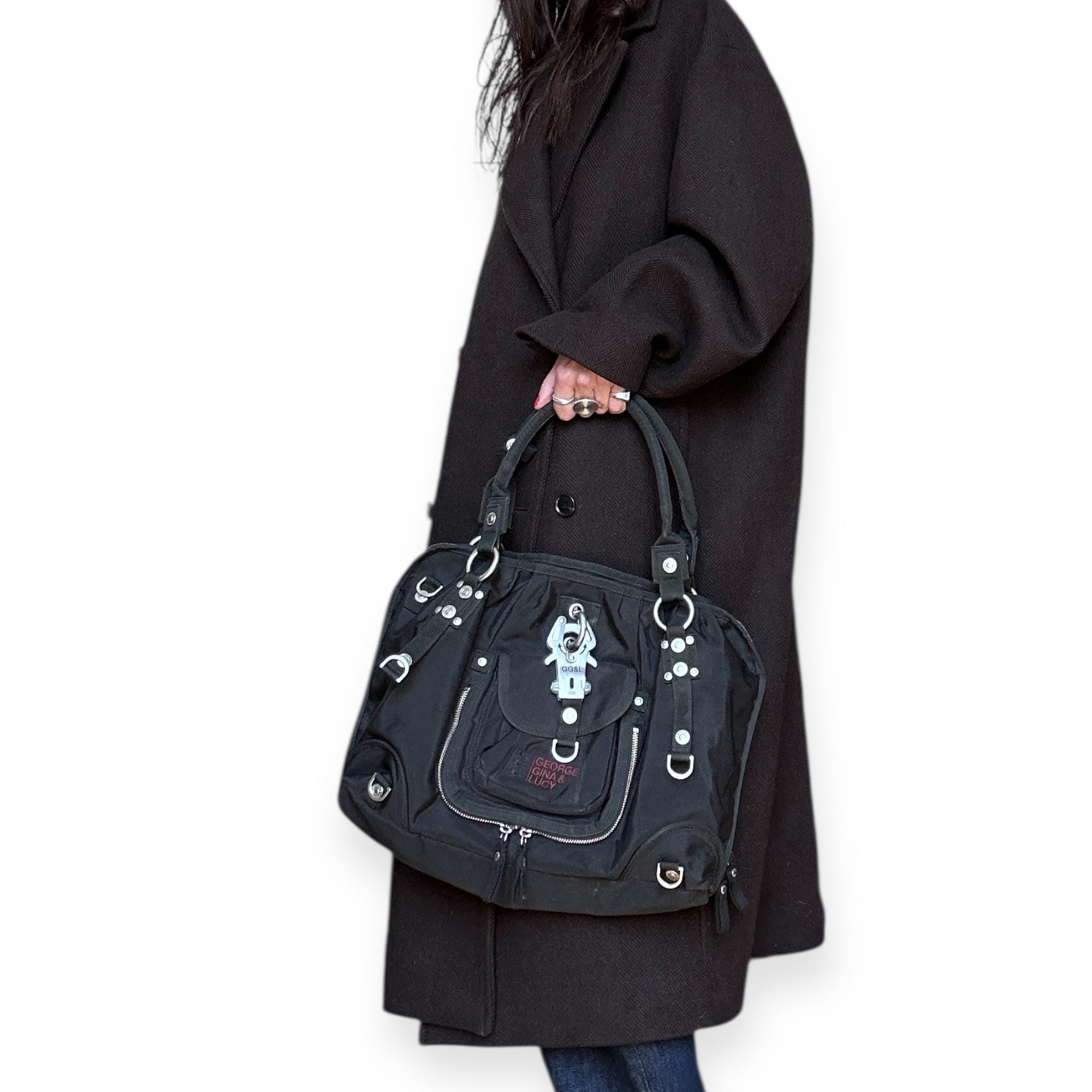 GGL George Gina & Lucy Vintage 90s Y2k Black Multipocket Utility