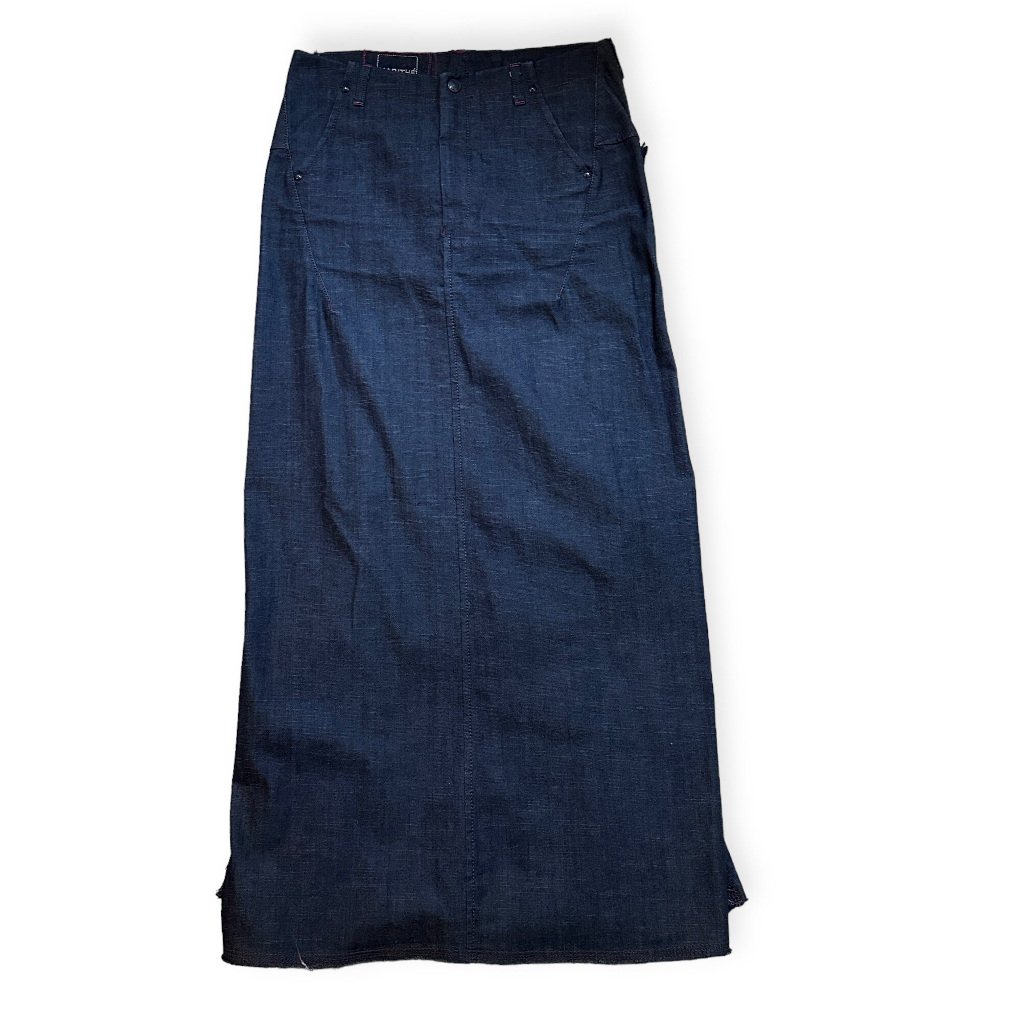 Jupe Bleue Froufrou En Lin Marithé Et François Girbaud - Taille 40 - Vintage - Excellent état