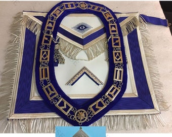 Masonic Worshipful Master Apron Blue With Chain Collar-Hse