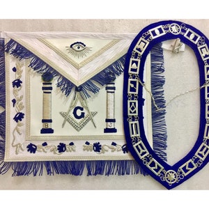 Masonic Regalia Master Mason Apron With Collar Fully Hand Embroidery-Hse