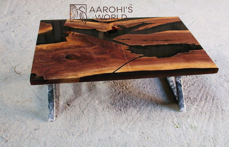 Epoxy Resin Coffee Table Made up of Walnut Wood, Made to Order Etsy