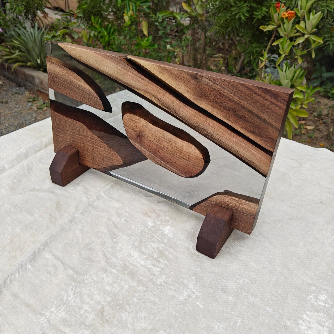 Live Edge Epoxy Resin Magnetic Knife Catcher of Walnut Wood, Made to ...