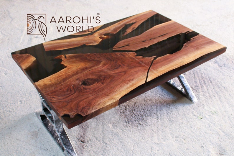 Epoxy Resin Coffee Table Made up of Walnut Wood Made to Order Etsy