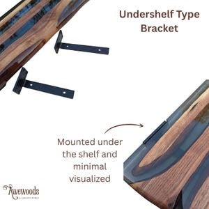Handmade Walnut & Epoxy Resin Floating Wall Shelf Undershelf bracket