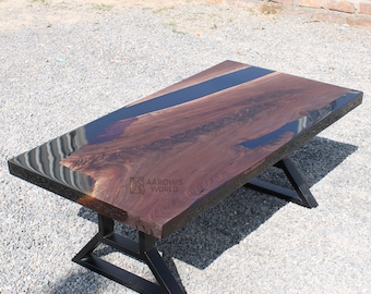 Custom Coffee table of walnut wood and epoxy resin