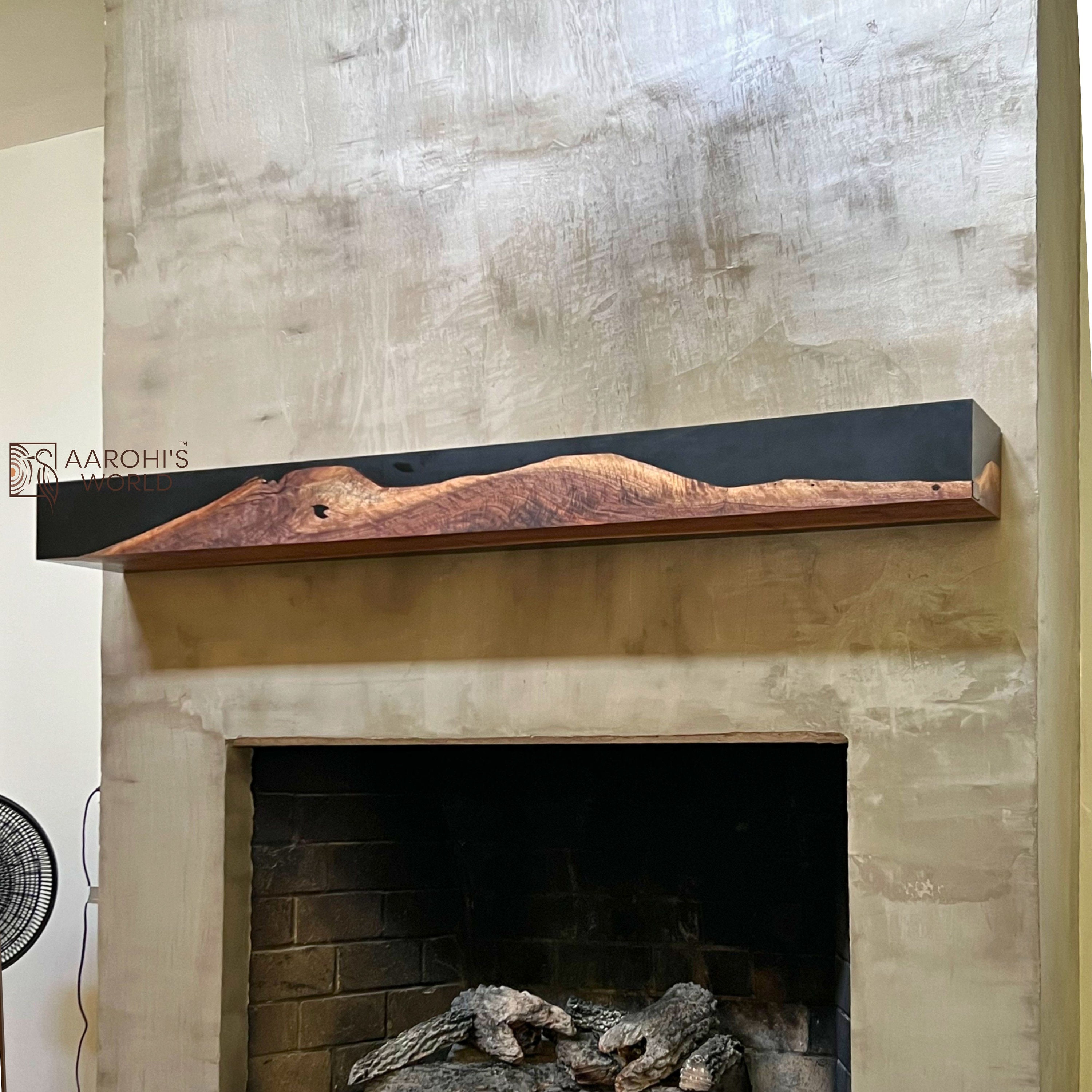 Fireplace Mantel of Walnut Wood and Epoxy Resin, Made to Order - Etsy