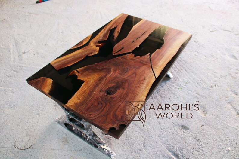 Epoxy Resin Coffee Table Made up of Walnut Wood, Made to Order Etsy