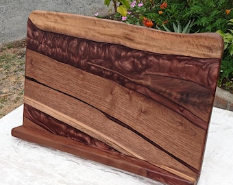 Custom music stand shelf made up of walnut wood and epoxy resin
