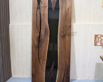 Custom Barn door of walnut wood and epoxy resin