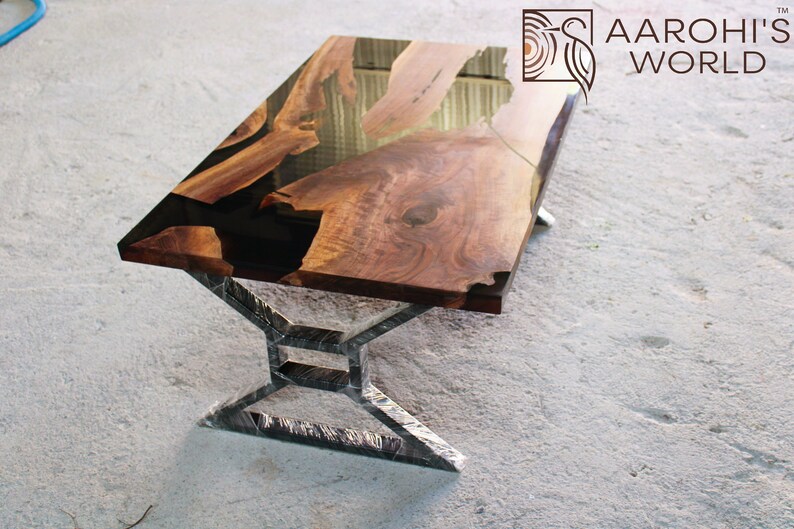 Epoxy Resin Coffee Table Made up of Walnut Wood, Made to Order Etsy