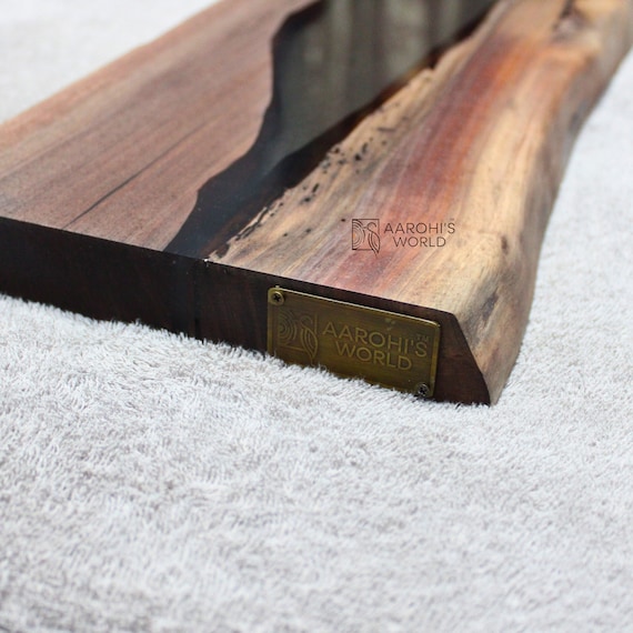 Handmade Walnut & Epoxy Resin Floating Wall Shelf