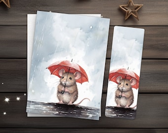 Rainy day- art print 5x7”+ bookmark 2x6", Fairytale art