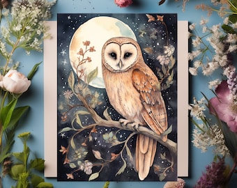 The magical owl- 2 art prints 5x7&quot;, Whimsical art, Fairytale art