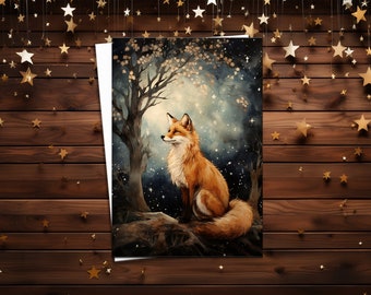 The Fox and the Star Magic- art print A4 + art print 4x6", Fairytale art, Whimsical Art