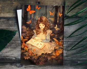 Fall woodland dreams - 2 Art Prints 5x7" and 4x6" + Bookmark gift, Fairytale art