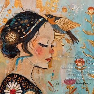 À travers mes yeux, carte artistique 5 x 7 po, carte d'anniversaire, monde des cottages