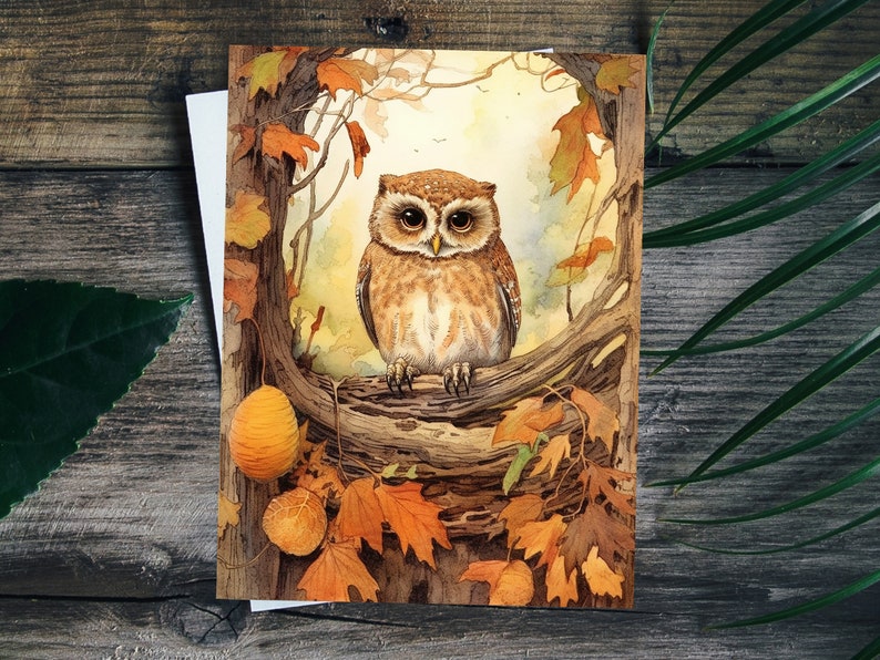 The Autumn Owl art Print 4x6 Art Print A4 Gift Bookmark Etsy