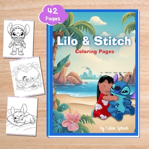 Libro para colorear de Lilo y Stitch para niños Libro para colorear digital de Lilo y Stitch para niños imprimible descargar páginas para colorear de Stitch