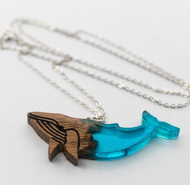 Unusual Pendant Made of Wood and Epoxy Resin the Whale Etsy