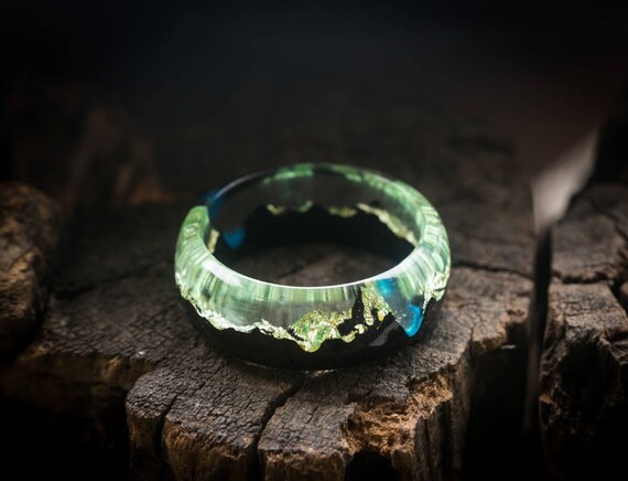 Bague inhabituelle en bois et Mirage en resine epoxy Belle bague epoxy en bois de haute qualite faite a la main Bague Unick rare Anneau Mirage Nature Etsy France