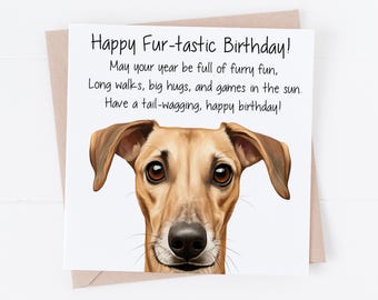 Carte « Joyeux Anniversaire » Chien Lévrier (6 X 4 Po.) Avec Enveloppe - Vierge à L'intérieur Pour Votre Propre Message. Parfait Pour Tous Les Amoureux Des Chiens. - France