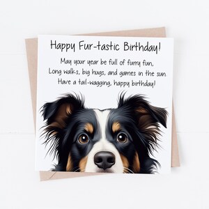 Linda tarjeta de cumpleaños de Border Collie, tarjeta de cumpleaños para amantes de los perros Border Collie, tarjeta de cumpleaños para él o ella, tarjeta de cumpleaños para mamá o papá perro,