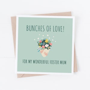 Carte de fête des mères famille d'accueil - bouquets d'amour à ma merveilleuse maman de famille adoptive - jolie carte de fête des mères adoptive - fleurs pour la fête des mères
