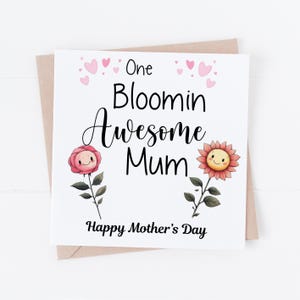 Cartão de Dia das Mães - Um Cartão de Mãe Incrível e Florescente - Cartão Fofo de Dia das Mães - Cartões Fofos para a Mãe, Cartão Personalizado de Dia das Mães