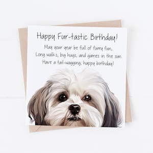 Jolie carte d'anniversaire maltaise, carte d'anniversaire pour amoureux des chiens, carte d'anniversaire pour lui ou elle, carte d'anniversaire chien maman ou chien papa, cadeau pour propriétaire de chien