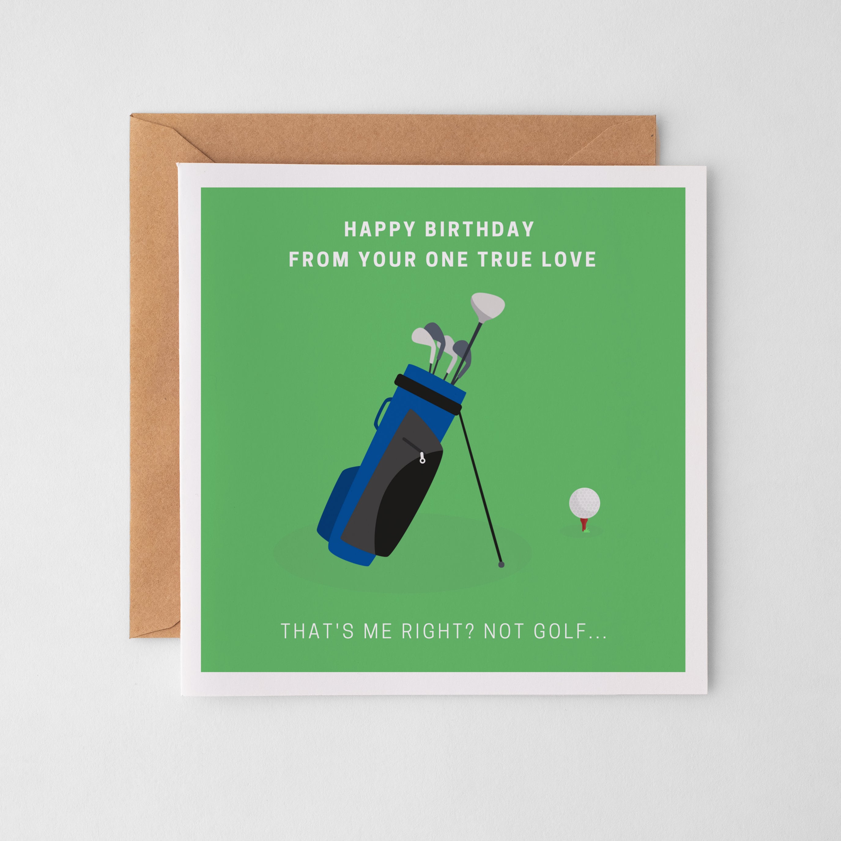Divertente biglietto di auguri di compleanno per il marito, buon compleanno da colui che è il secondo migliore dopo il golf, fidanzato, moglie, mazze da golf, sacca da golf - è possibile