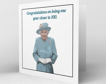 Cartão de aniversário da rainha - Cartão de aniversário para envelhecer - Cartão de aniversário engraçado da rainha Elizabeth