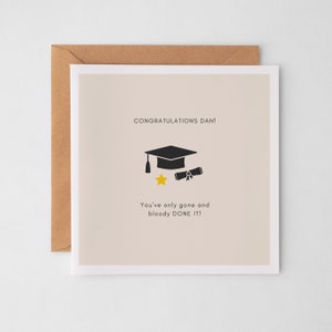Carte de remise des diplômes personnalisée, carte de diplôme de mortier, félicitations, carte de voeux pour l'obtention du diplôme universitaire - licence, maîtrise