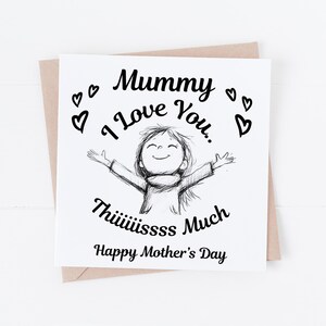 Muttertags Karte - Mama ich liebe dich thiiiissss viel! Karte - Süße Muttertagskarte - Niedliche Karten für Mama, Individuelle Muttertagskarte