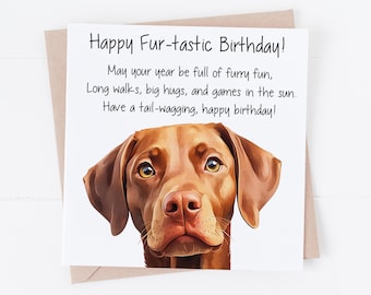 Cartão de aniversário húngaro Vizsla, presente para amantes de cães