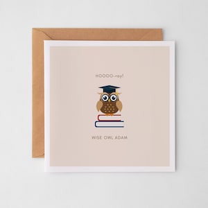 Carte de remise des diplômes personnalisée Wise Owl, carte de diplômé, félicitations, carte de voeux pour l'obtention du diplôme universitaire - Licence, maîtrise