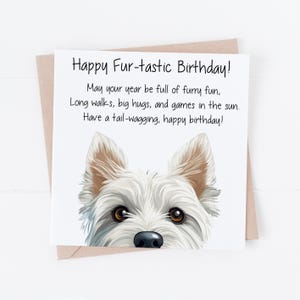 Jolie carte d'anniversaire West Highland Terrier, carte d'anniversaire pour amoureux des chiens Westie, carte d'anniversaire pour lui ou pour elle, carte d'anniversaire chien maman ou chien papa,