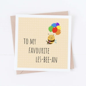 Carte de Saint-Valentin lesbienne - À ma carte de voeux Les-Bee-An ballons - carte d'anniversaire lesbien - Lesbian Gay Coming Out - carte d'amitié LGBTQ
