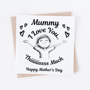 Muttertags Karte - Mama ich liebe dich thiiiissss viel! Karte - Süße Muttertagskarte - Niedliche Karten für Mama, Individuelle Muttertagskarte