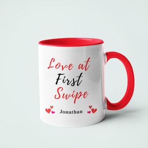 Personalised Love At First Swipe Valentine&#39;s Day Mug - Funny Valentines Mug - Valentines Gift - Anniversary Gifts - Funny Valentines