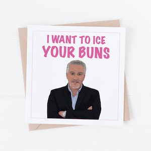 Tarjeta ilustrada de Paul Hollywood - Tarjeta de fan de GBBO - Tarjeta de felicitación de celebridad de Paul Hollywood